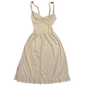 Olga Vintage Lace Trim Slip Dress Chemise Nightie Lingerie 36C